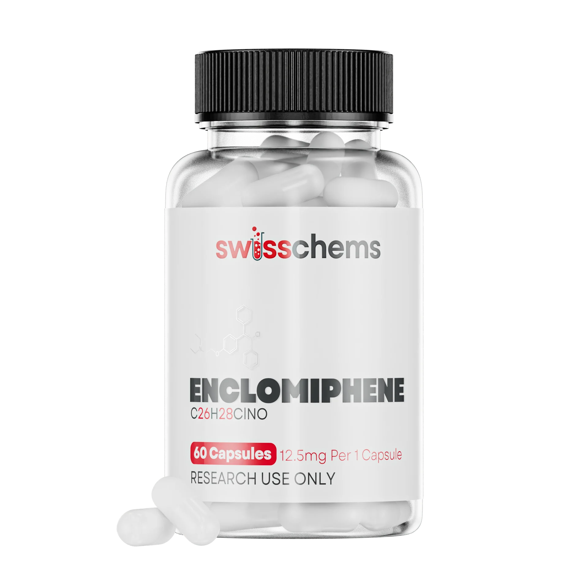 SwissChems Enclomiphene Synthetic Compound Capsules 12.5mg 60 Count
